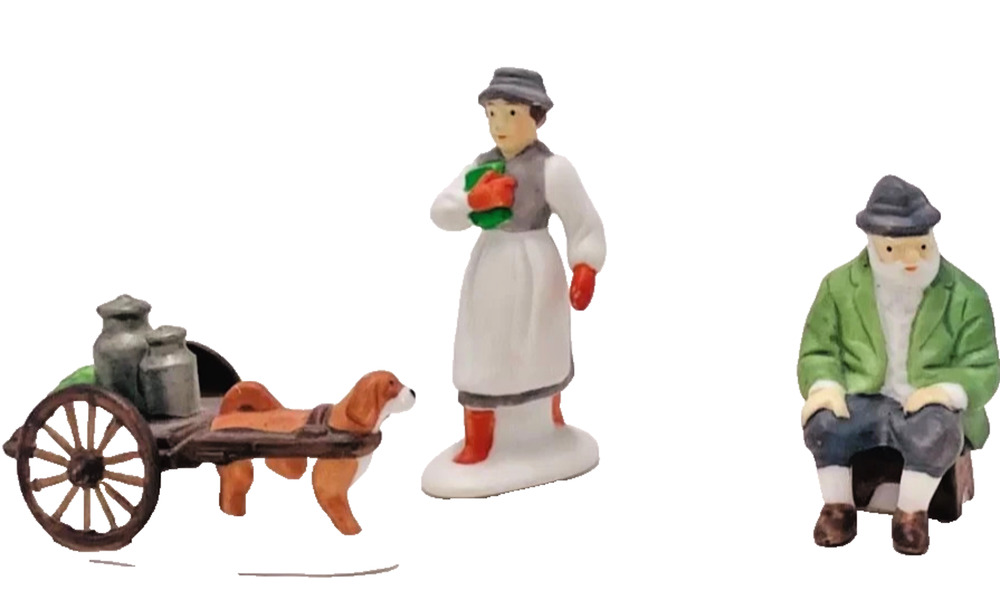 Dept 56 Alpine Villagers 6542-0 Heritage Village Series Set of 3 Man Woman Dog
